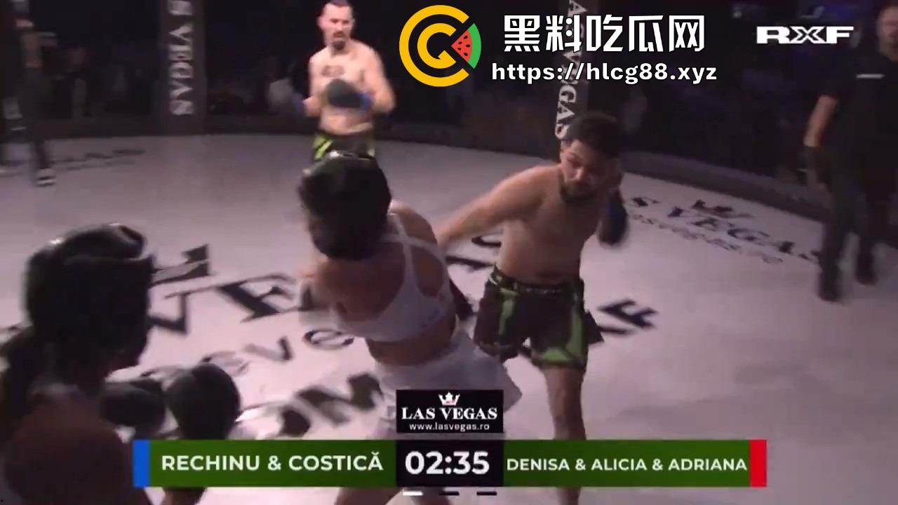 罗马尼亚三成人博主大奶妹进八角楼打拳被拳手狂揍,这要是换到床上2个男的都不够看!-7